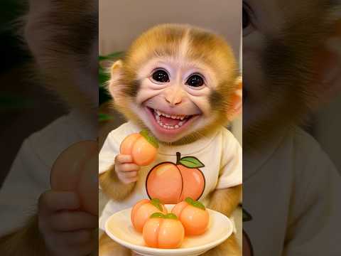 This Baby Monkey Loves Peach Sweets Too Much! 😍🍑
