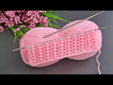 Kolay İki Şiş Örgü Yelek Model Desen 🌸#knitting #crochet #handmade #flower #diy #keşfet