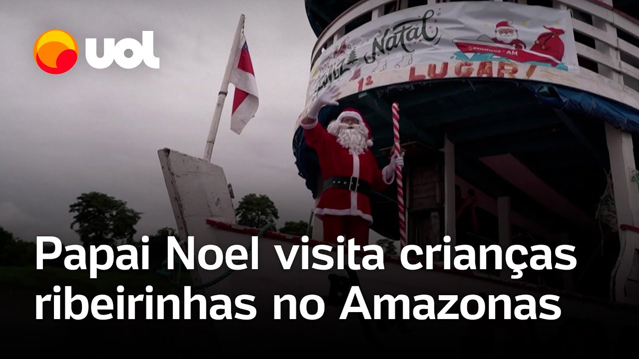 Papai Noel visita comunidades ribeirinhas do Amazonas e entrega presentes para crianças; veja vídeos