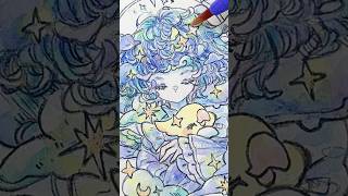 【透明水彩】☁️入道雲の天使さんを塗るメイキング🎨🦜#Shorts #watercolor #watercolorpainting  #il