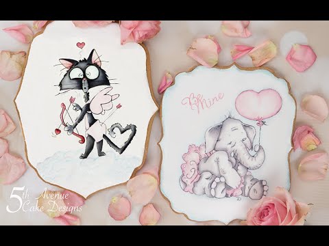 Watercolor Cartoon Painting | Cookie Art Class 💝🐘🏹