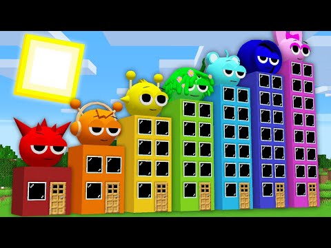 SURVIVAL INSIDE ALL SPRUNKI HOTELS in Minecraft ! HORROR SPRUNKI HOUSE !