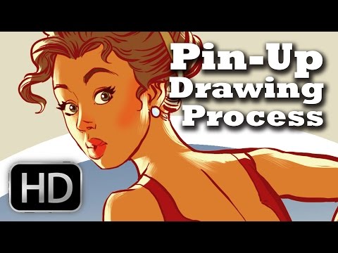 How to Draw Pin-Up Girl (Drawing Process) - YouTube