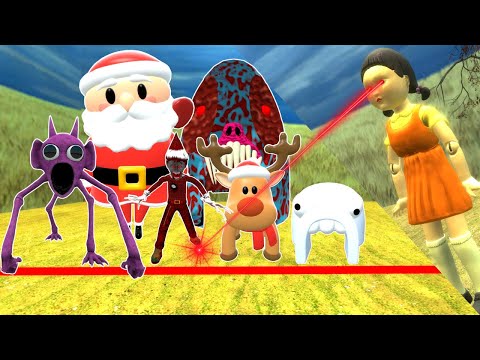 SQUID GAME WITH ALL IGLOO & CHRISTMAS 3D MEMES & NIGHTMARE ELF & SPRUNKI in Garry's Mod!