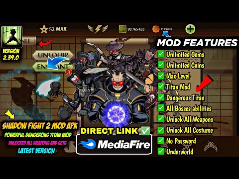 shadow fight 2 mod apk max level 52 unlimited money latest version media fire - Dangerous Titan mod