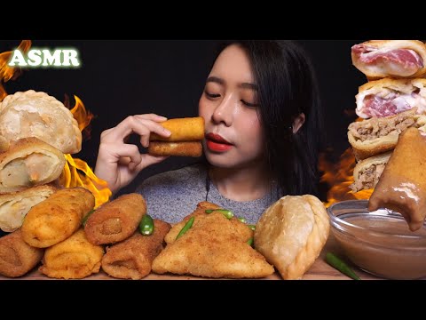 ASMR Assorted RISSOLES & Puff Pastry (Aneka RISOL & Pastel) w/ SPICY Peanut Sauce 😭🔥 | Eating Sounds