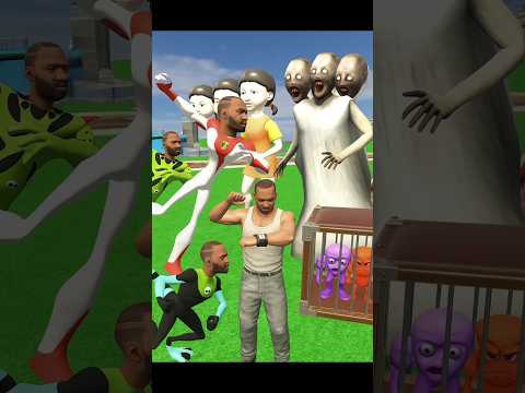 🥹3 Headed Monster Kidnaps Kids 😱 Franklin Turns into Ben 10 Alien! #shorts #gta #gaming #trending #k