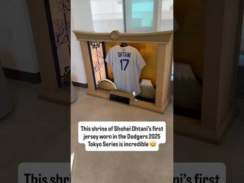 A shrine has been built for Shohei Ohtani’s first MLB jersey worn in Dodgers Tokyo Series 🤩