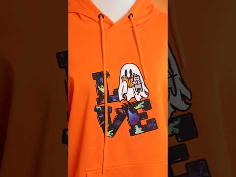 When your hoodie says “Boo!” and “Aww!”  Appliqué + embroidery = Halloween perfection 🎃 #embroidery