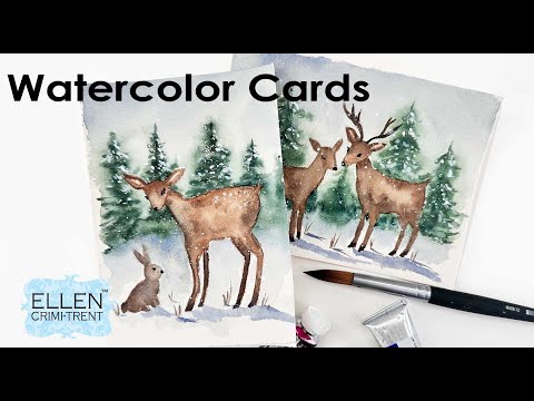 Watercolor Reindeer Card/ Christmas Cards