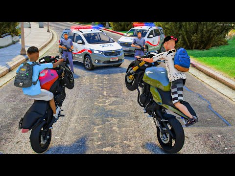 FUI PRA ESCOLA DE MOTO ROUBADA E DEU RUIM !! GTA 5: VIDA REAL