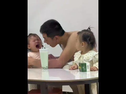Dad is really good at it,lets the twins drink milk tea #Content inspiration search