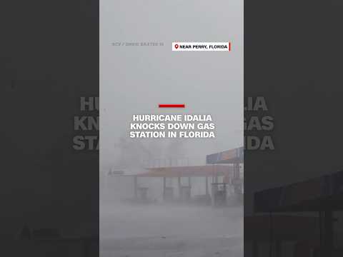 Hurricane Idalia knocks down gas station in Florida