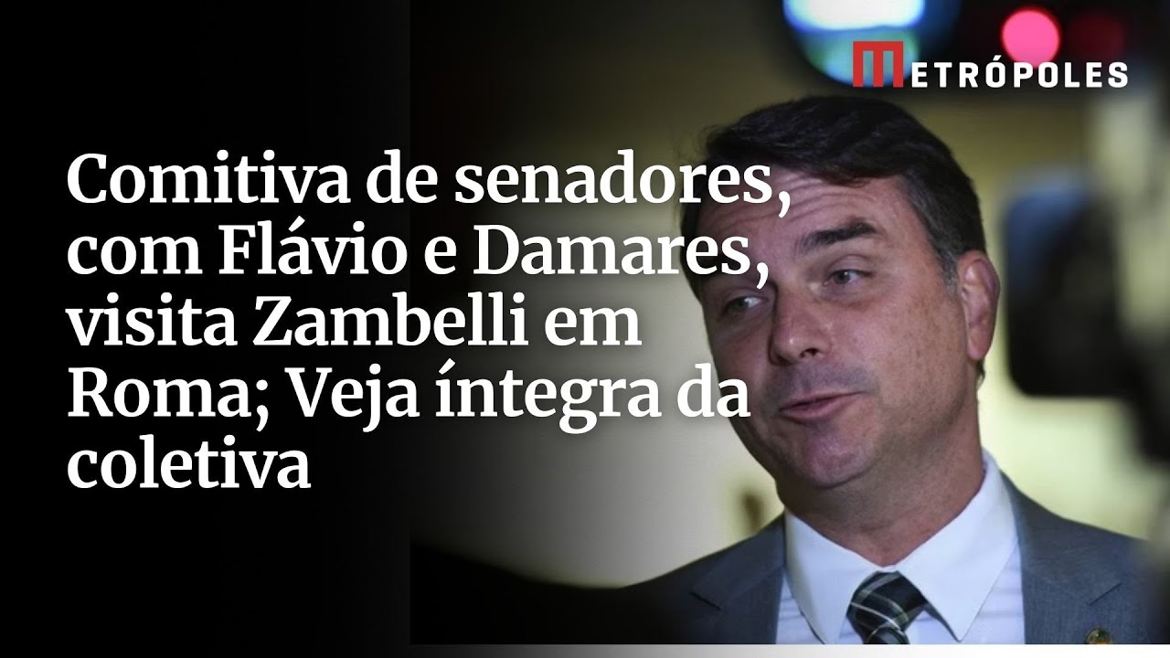 Comitiva de senadores com Flávio e Damares visita Zambelli em Roma Veja íntegra da coletiva