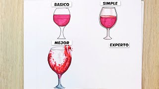 ⭐Drawing and Coloring WINE GLASSES- 2025 -Transformations ⭐How to Draw WINE GLASSES