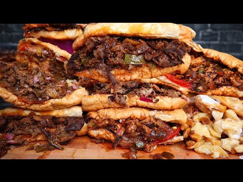 ASMR Philly Cheesesteaks, Perogie Poutine, and Cheese Burger Mukbang