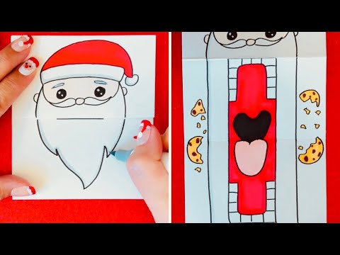 How to Draw Santa 🎅 + Cookie 🍪 Folding Surprise!