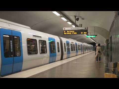 Sweden, Stockholm, subway night ride from Hornstull to Aspudden