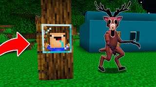 ¡ME ESCONDI del MONSTRUO DE 99 NOCHES EN EL BOSQUE Detro de UN ARBOL! 😱 BEBE NOOB en MINECRAFT