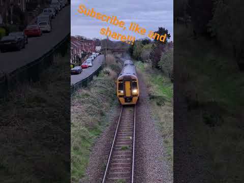 Class 158 2 tone passing Longden footbridge