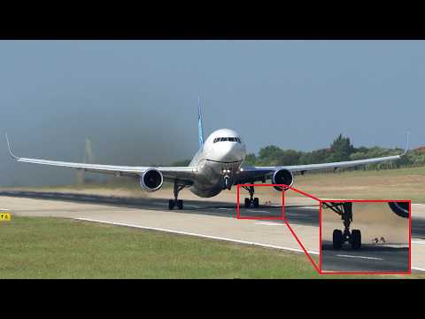 United Boeing 767-300 Rips Up Piece of Runway at Takeoff!