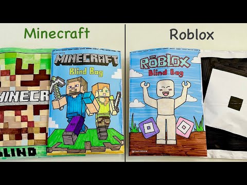 [💸paper diy💸] ROBLOX AND MINECRAFT BLIND BAGS unboxing! | asmr