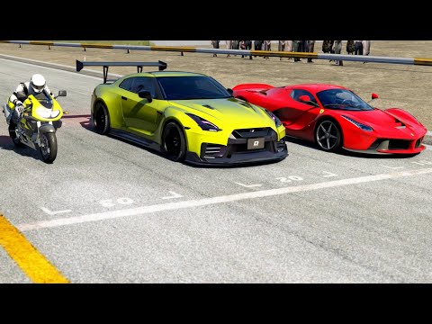 Suzuki TL1000R vs Nissan GT-R R35 Tuned vs Ferrari LaFerrari at Old SPA