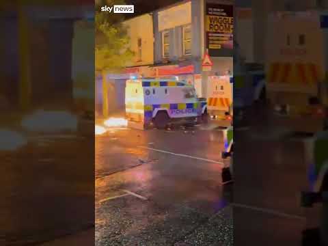 Rioters throw petrol bombs at police in Belfast