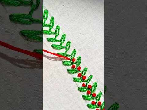 Hand embroidery french knot border design 🪴#khadizascreativehand #diynstitch
