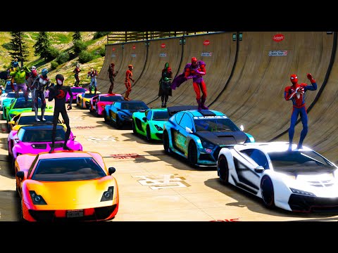 Nova Aventura Emocionante com Super-Heróis em GTA 5 - Spiderman and Friends on Cars new Sounds