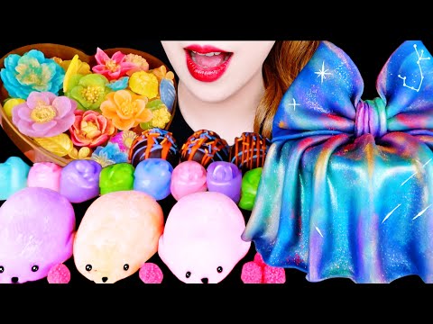 ASMR RAINBOW GALAXY KOHAKUTO CANDY RICE CAKE EATING SOUNDS MUKBANG 무지개 갤럭시 먹방 咀嚼音