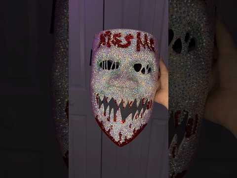 Bedazzling my THIRD Halloween mask this year!! #halloween #bedazzled #diy