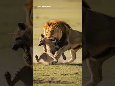 3 Hyenas vs Lion Couple 😱 | Unbelievable Rescue Moment #lion #dogs #animalrescue