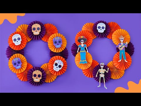 🏵️Cómo hacer una corona para el Día de Muertos | Adornos | Manualidades | Decoración💀