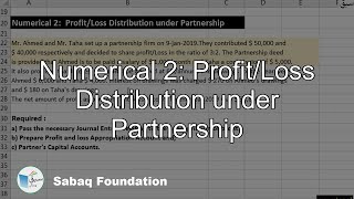 Numerical 2: Profit/Loss Distribution under Partnership