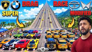 GTA 5: MODIFIED INDIAN CARS🔥 VS POWERFUL SUPER CARS CLIMBING DRAG RACE |GTA 5 ABHISHEKKZ GAMING