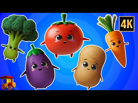 Five Little Vegetables Jumping on the Bed Animated Songs for Kids