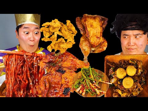 ASMR MUKBANG | Fried Chicken, Spicy Chicken, black bean noodles, kimchi Korean Food eating sound