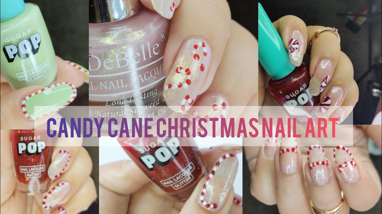 5 Easy and Cute Candy Cane Christmas Nail Art Designs || Christmas Nail Art Compilation #nails