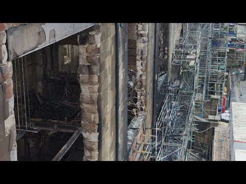 Drone footage reveals damage to Glasgow School of Art as investigation into fire begins