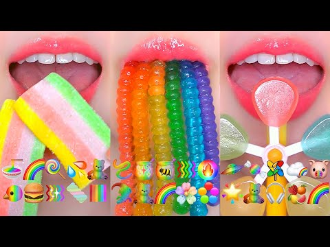 ASMR RAINBOW DESSERTS EMOJI FOOD CHALLENGE 🌈 무지개 이모지 먹방 모음집 EATING SOUNDS MUKBANG