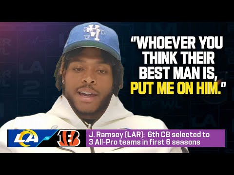 Jalen Ramsey Explains How He'll Cover Ja'Marr Chase in the Super Bowl | Super Bowl LVI Opening NIght video clip