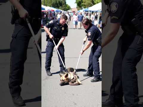 Brave Police Rescue dog from Giant Snake! #youtubeshorts