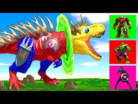 Epic Tyrannosaurus Rex vs Pro 8 Superhero Dinosaurs in Jurassic World |Dinosaur Pro 8 SuperHero Team