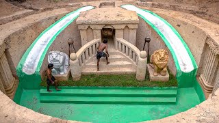 I Spent 180​ Days Building a SECRET Underground Temple House and Swimming Pool Waterslide Park