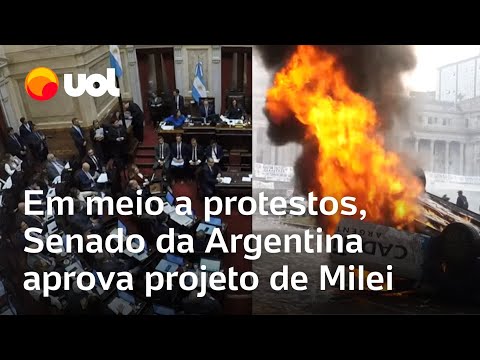 Argentina: Reforma de Javier Milei é aprovada por senadores após protestos, panelaços e confrontos