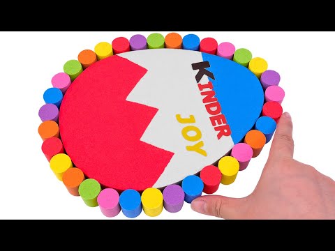 Satisfying Video l How to make Rainbow Kinder Eggs WITH Kinetic Sand INTO Painting Cutting ASMR #22