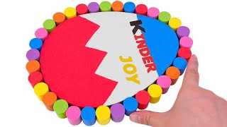 Satisfying Video l How to make Rainbow Kinder Eggs WITH Kinetic Sand INTO Painting Cutting ASMR #22