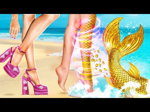 HOW TO BECOME A MERMAID! | Barbie Makeover And Crafty Hacks by 123 Go! Genius