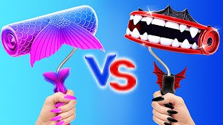 🏠✨ ¡RETO DE LA CASA DE UN COLOR! 🧜‍♀️ SIRENA VS VAMPIRO 🔥 GADGETS GENIALES & TRUCOS VIRALES